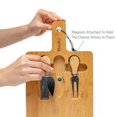 Bamboo Cheese Board and Knife Set - 12x8 inch Charcuterie Board with Jade Danae
