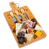 Bamboo Cheese Board and Knife Set - 12x8 inch Charcuterie Board with Jade Danae