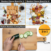Bamboo Cheese Board and Knife Set - 12x8 inch Charcuterie Board with Jade Danae