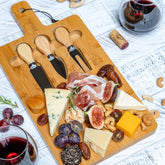 Bamboo Cheese Board and Knife Set - 12x8 inch Charcuterie Board with Jade Danae