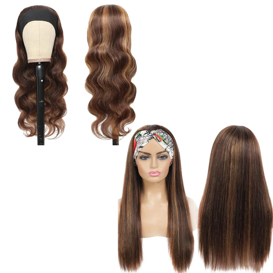 Piano Highlight Headband Body Wave Glueless Human Hair Wigs Virgin Hai Cerise Alfie