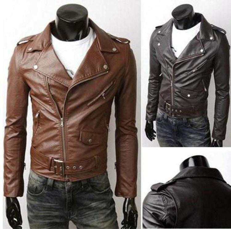Ninja Stealth Black Mens  Faux Leather Biker Jacket Yellow Pandora