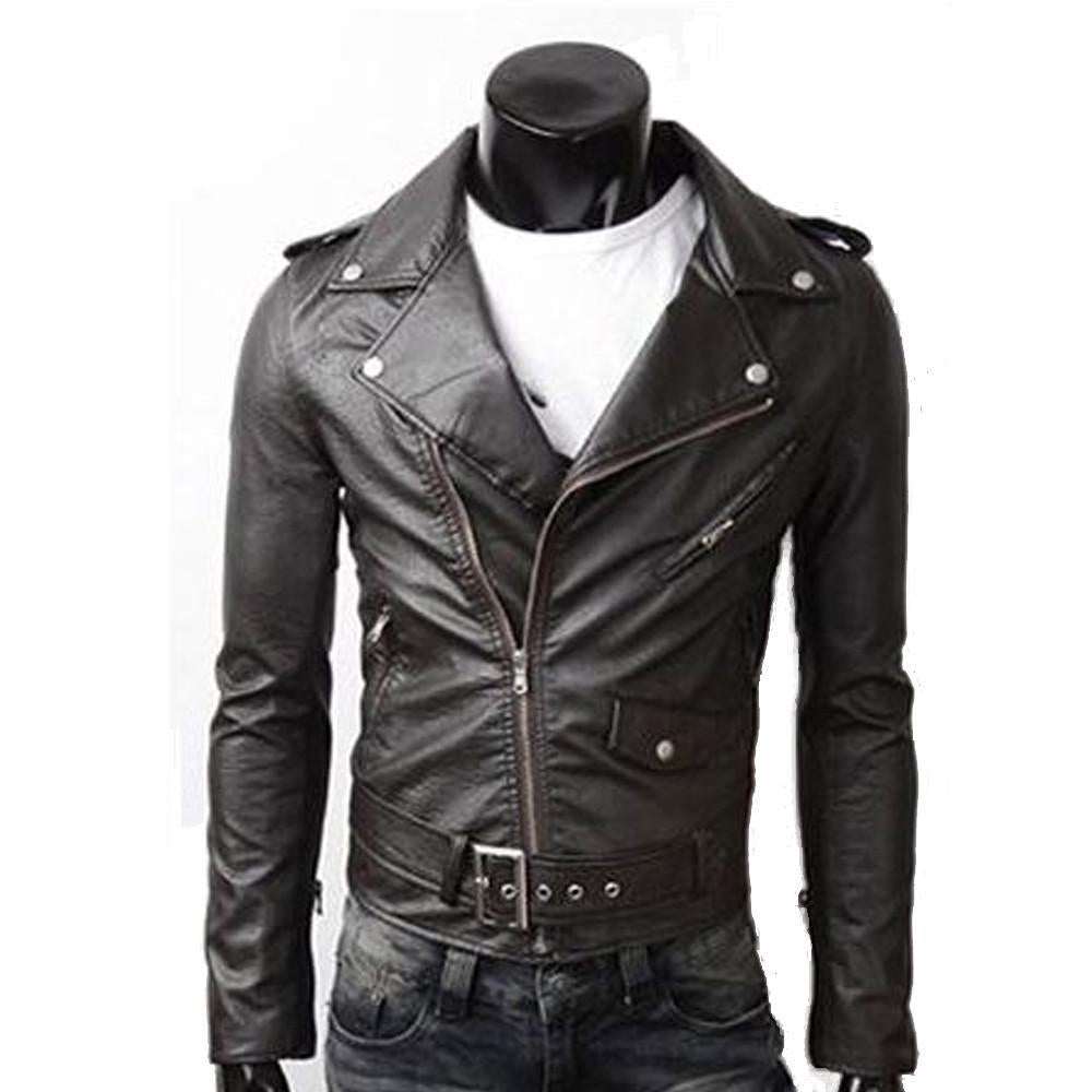 Veste moto noire en cuir vegan pour homme style ninja avec zip
