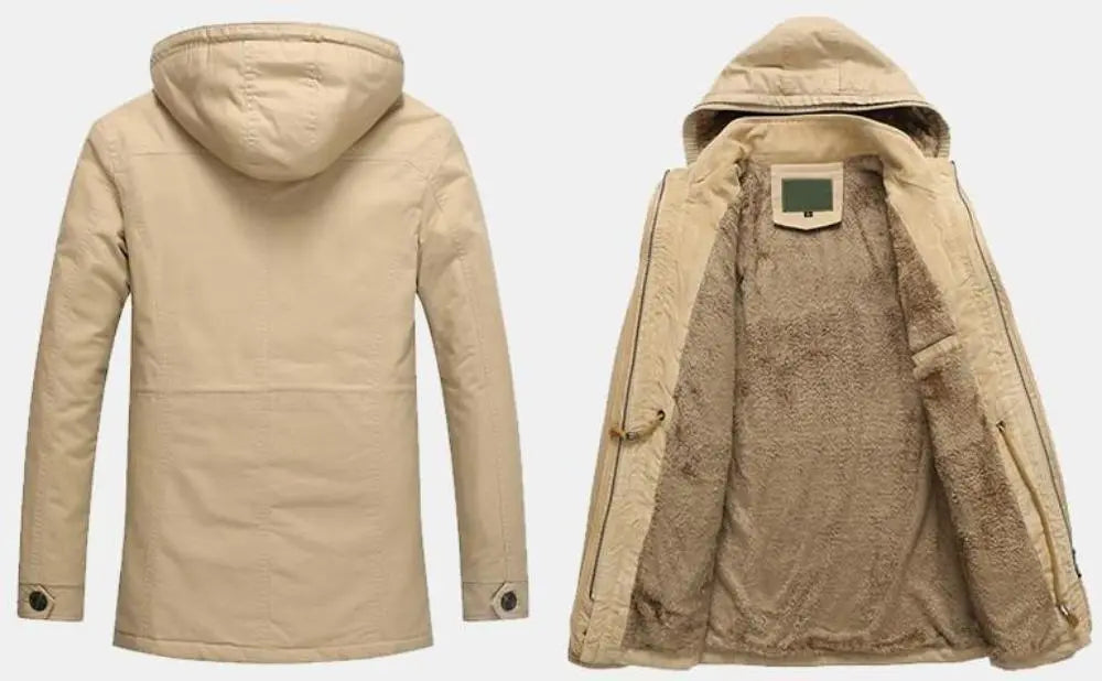 Mens Hooded Military Style Coat Yellow Pandora