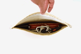 Hand woven Clutch Bag With Embroidery Triangles with Blue Trim. – Women&