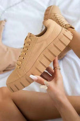 Pinterest Women Sneaker Light Breathble Vulcanized Shoes Platform Lace Coffee Jasper