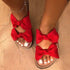 Women Slides 2 Straps Comfy Bow Slide Sandals Red Silver Juneberry