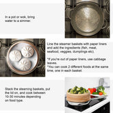 2-Tier Bamboo Steamer for Cooking Dumplings, Vegetables, Meat, Fish, Jade Danae