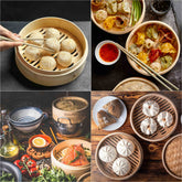 2-Tier Bamboo Steamer for Cooking Dumplings, Vegetables, Meat, Fish, Jade Danae