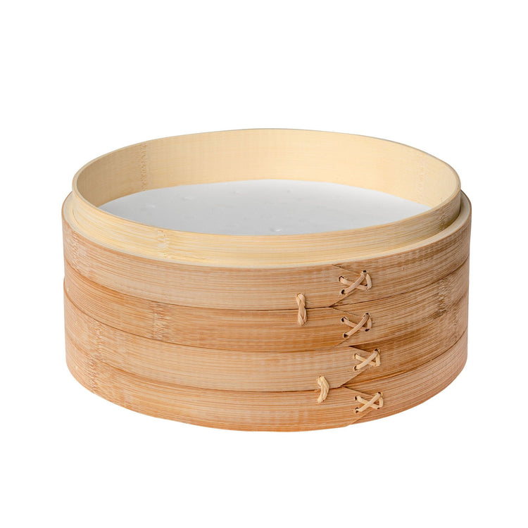 2-Tier Bamboo Steamer for Cooking Dumplings, Vegetables, Meat, Fish, Jade Danae