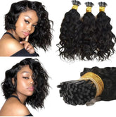 Water Wave Human Hair i Tip Microlinks Bulk Braiding Human Hair Bundle Cerise Alfie