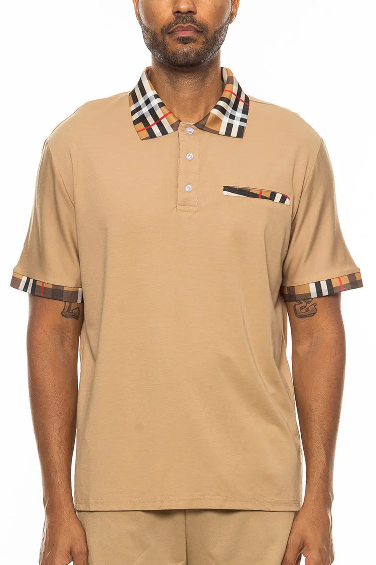 Checkered Detail Polo Lime Milo
