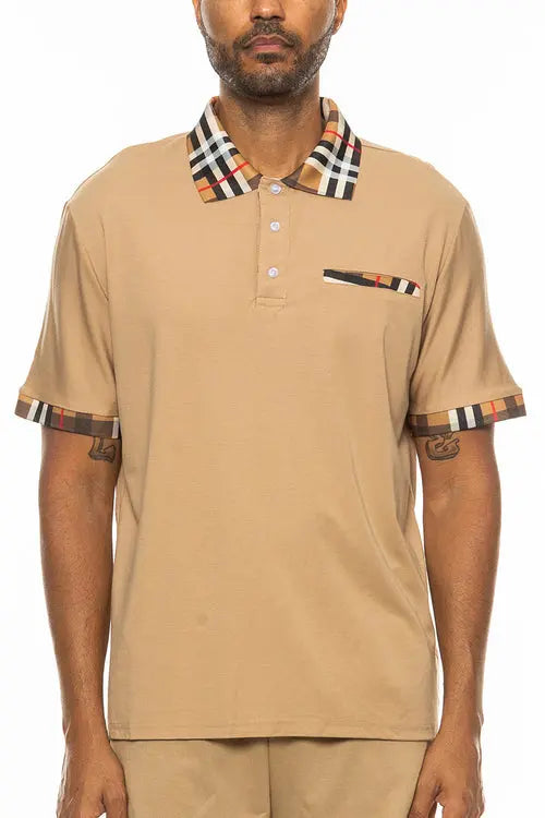 Checkered Detail Polo Lime Milo