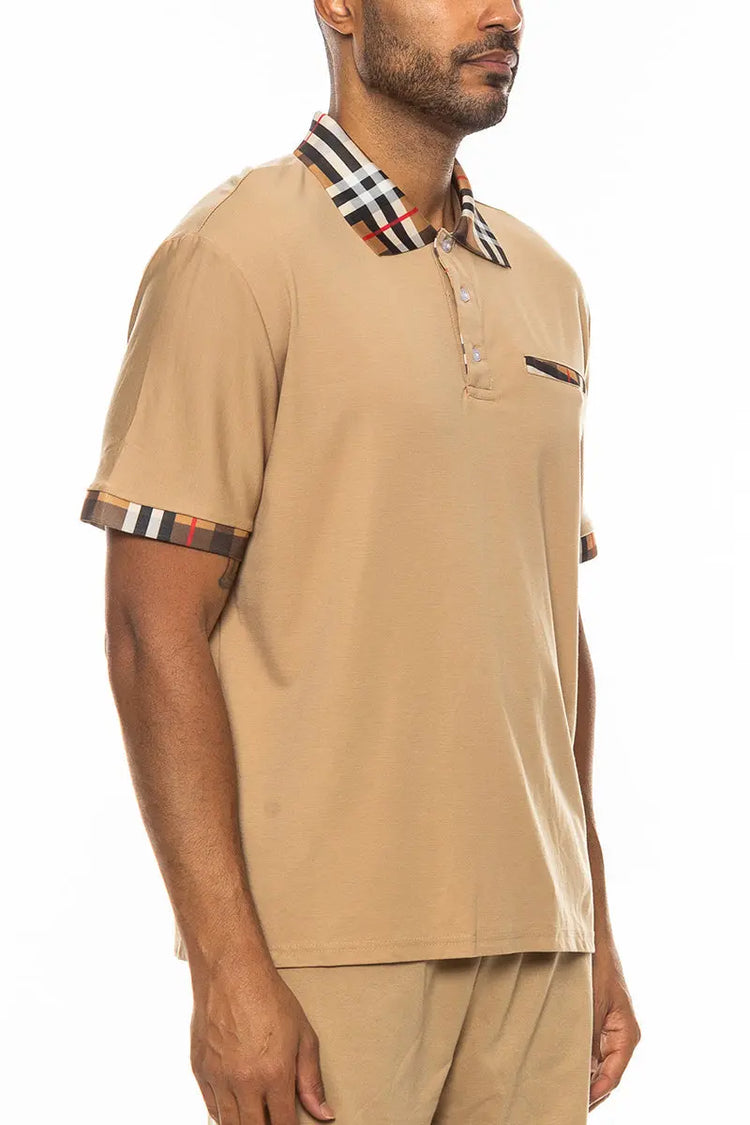 Checkered Detail Polo Lime Milo