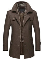Mens Layered Collar Button Front Mid Length Coat Yellow Pandora
