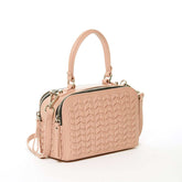 Woven Leather Crossbody Bag Pink Purse Women&