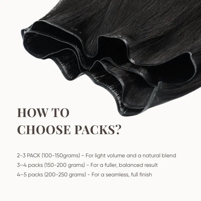 Natural Black (1B) Genius Weft Hair Extensions (50g - 100g) Ivory Blackhaw
