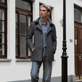 Mens Layered Collar Button Front Mid Length Coat Yellow Pandora