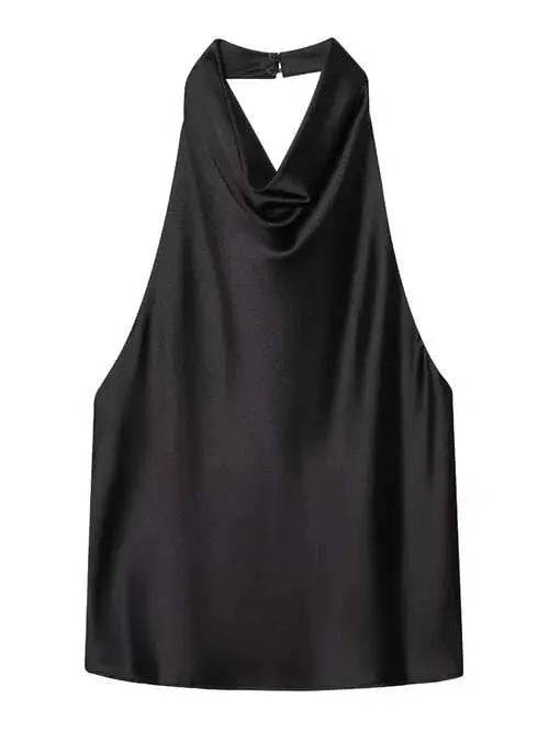 HXAO Top Women Halter Satin Women Tops Backless Corset Top Vest Yellow AliExpress