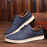 Chaussures casual homme style Oxford plates en PU noir avec lacets et semelle en caoutchouc