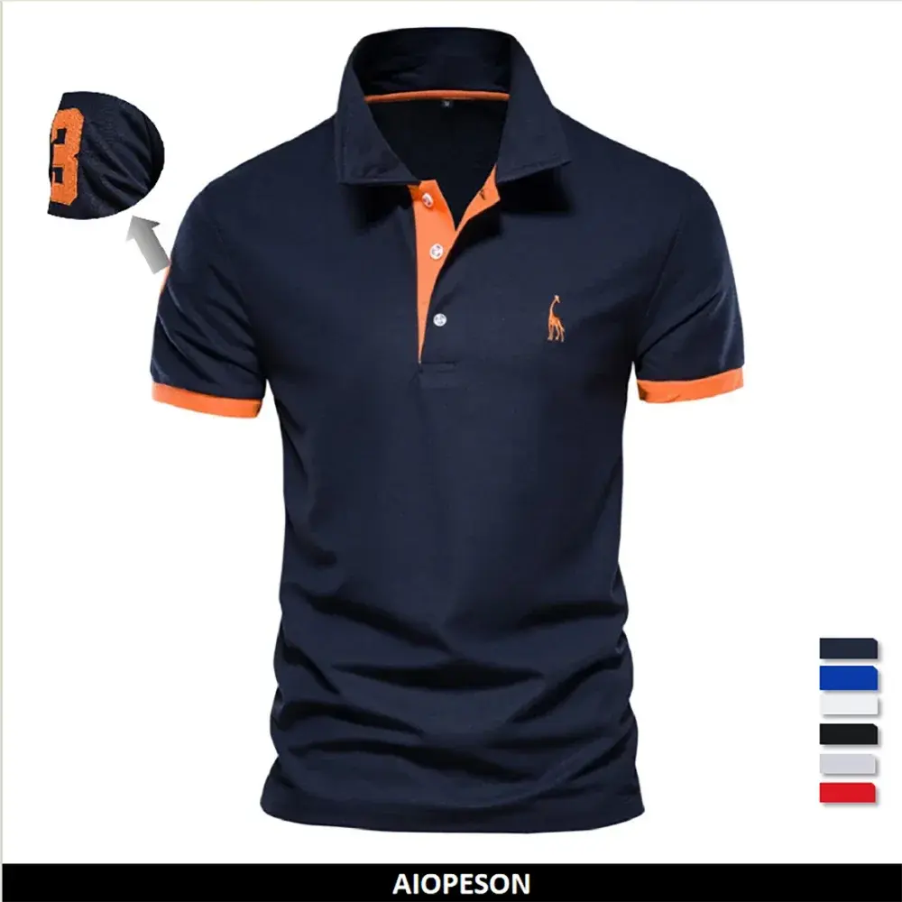 Dropshipping Polo Giraffe Shirt Men Quality Embroidery Summer Short AliExpress