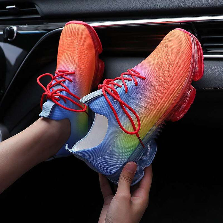 Chaussures de sport femmes légères en mesh avec lacets pour courir