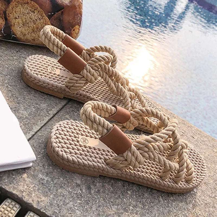 Braided Rope Sandals Raspberry Eurybia