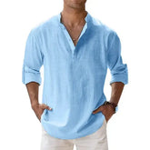 Streetwear Men Lightweight Shirts Long Sleeve Henley Cotton Linen AliExpress