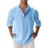 Streetwear Men Lightweight Shirts Long Sleeve Henley Cotton Linen AliExpress