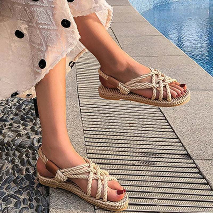 Braided Rope Sandals Raspberry Eurybia
