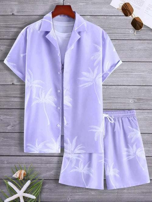 Vacation mood men beach shorts set Raspberry Eurybia