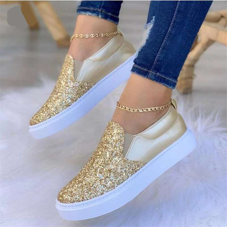 Mocassins Crystal Flat pour femmes en or, noir et rose gold, chaussures plates élégantes