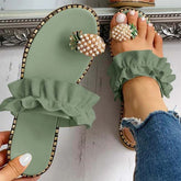 Pineapple Pearl Womens Slippers Flat Toe Casual Beach Slides Silver Juneberry