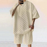 Men Leisure Oversized Two-piece shorts Set Raspberry Eurybia