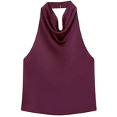HXAO Top Women Halter Satin Women Tops Backless Corset Top Vest Yellow AliExpress