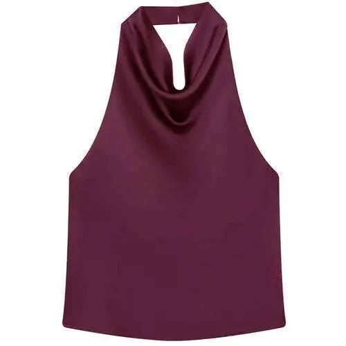 HXAO Top Women Halter Satin Women Tops Backless Corset Top Vest Yellow AliExpress