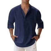 Streetwear Men Lightweight Shirts Long Sleeve Henley Cotton Linen AliExpress
