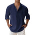 Streetwear Men Lightweight Shirts Long Sleeve Henley Cotton Linen AliExpress