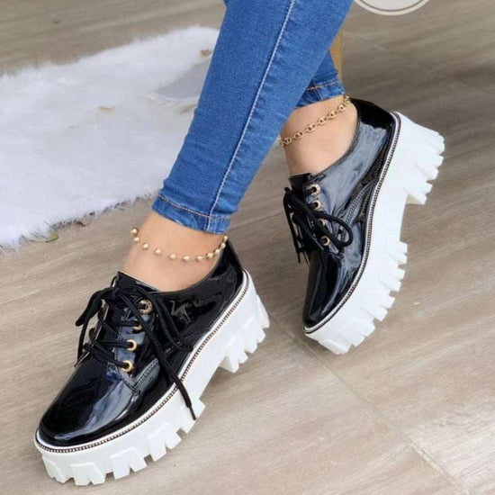 Chaussures Oxford femmes plateforme épaisse talon épais noir rouge rose