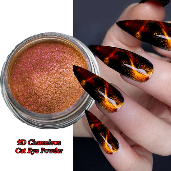 Holographic Effect Magnet Powder 9D Cat Eye Shiny Chameleon Nail Glitter Pigment Chrome Dust 1g/Jar Gel Polish Magnetic Glitter