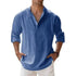 Streetwear Men Lightweight Shirts Long Sleeve Henley Cotton Linen AliExpress