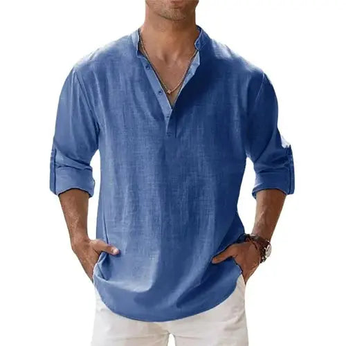 Streetwear Men Lightweight Shirts Long Sleeve Henley Cotton Linen AliExpress