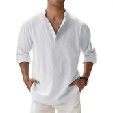 Streetwear Men Lightweight Shirts Long Sleeve Henley Cotton Linen AliExpress