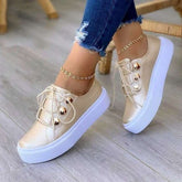 Light Breathable Casual Female Flat Shoes Rose Gold /White/Gold/Black – Women&