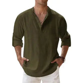 Streetwear Men Lightweight Shirts Long Sleeve Henley Cotton Linen AliExpress