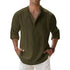 Streetwear Men Lightweight Shirts Long Sleeve Henley Cotton Linen AliExpress