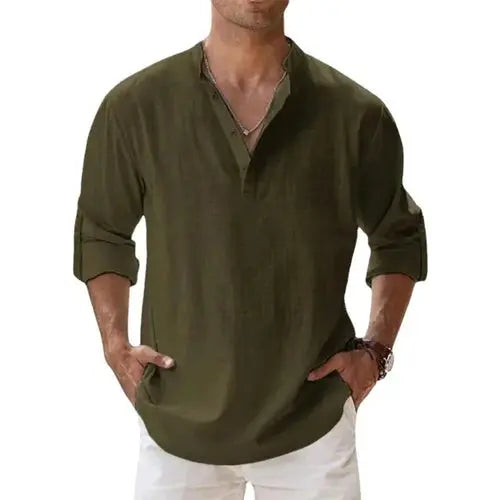 Streetwear Men Lightweight Shirts Long Sleeve Henley Cotton Linen AliExpress