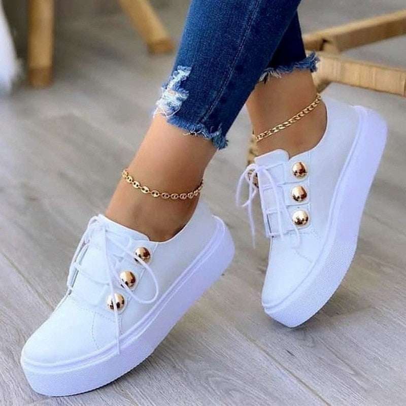 Light Breathable Casual Female Flat Shoes Rose Gold /White/Gold/Black – Women&