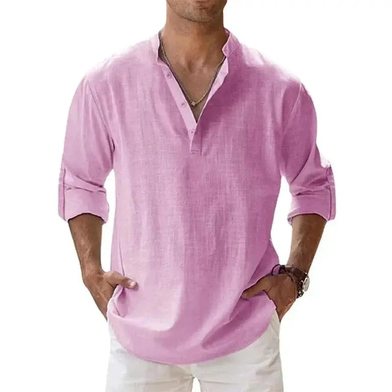 Streetwear Men Lightweight Shirts Long Sleeve Henley Cotton Linen AliExpress