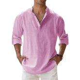 Streetwear Men Lightweight Shirts Long Sleeve Henley Cotton Linen AliExpress